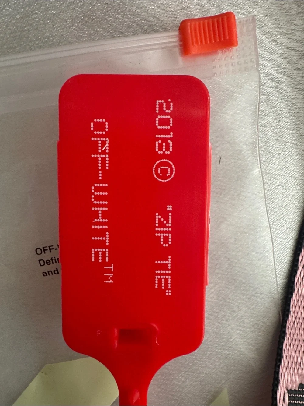 New! Off-White Pink Graphic Strap Key & Card Holder
